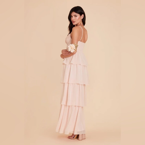 LOLA DRESS CHIFFON PALE BLUSH - Picture 2 of 8
